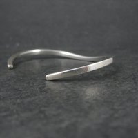 Southwestern Sterling Sweater Cuff Bracelet Simple Silver 6.25 Inches