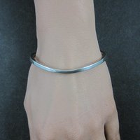 Southwestern Sterling Sweater Cuff Bracelet Simple Silver 6.25 Inches
