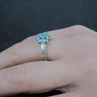 Sterling Silver Blue Tourmaline Ring Size 8