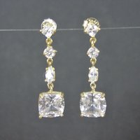 Vermeil Cubic Zirconia Dangle Earrings Sterling Silver Estate Jewelry