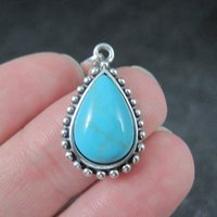Sterling Block Turquoise Pendant Simple Silver