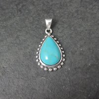 Sterling Block Turquoise Pendant Simple Silver