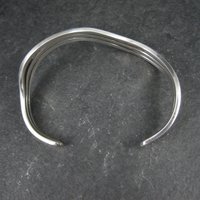 Vintage Wavy Cuff Bracelet 6.5 Inches Sterling Silver Estate Jewelry