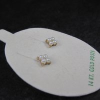 Vintage 14K Pearl Kids Stud Earrings New Old Stock