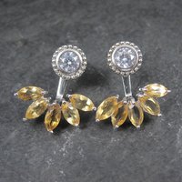 Sterling Silver Citrine Earrings Earring Jackets Estate