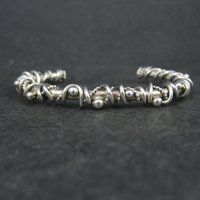 Southwestern Brutalist Sterling Cuff Bracelet 5.5 Inches Wire Wrapped Twisted Silver