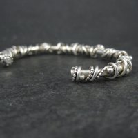 Southwestern Brutalist Sterling Cuff Bracelet 5.5 Inches Wire Wrapped Twisted Silver