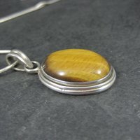 Vintage Sterling Tiger Eye Pendant Silver Estate Necklace