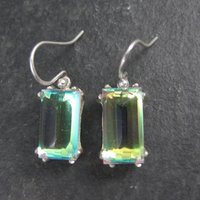 Aurora Borealis Art Glass Earrings Sterling Silver