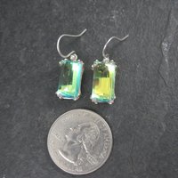 Aurora Borealis Art Glass Earrings Sterling Silver