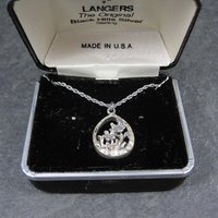 Estate Black Hills Silver Flower Pendant Necklace Langers