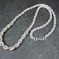 Graduated Twisted Rope Chain 17.5 Inches Italian Sterling Silver