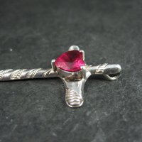 Sterling Silver Ruby Heart Cross Pendant