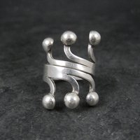 Unusual Vintage Sterling Modernist Ring Size 8