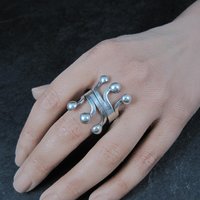 Unusual Vintage Sterling Modernist Ring Size 8