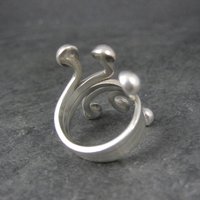 Unusual Vintage Sterling Modernist Ring Size 8