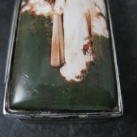 Vintage English Sterling Enamel Pill Box Art Nouveau