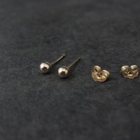 Vintage 3mm Gold Ball Stud Earrings 14K Gold Filled New Old Stock