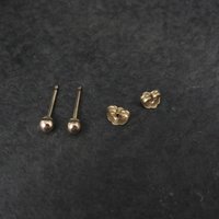 Vintage 3mm Gold Ball Stud Earrings 14K Gold Filled New Old Stock