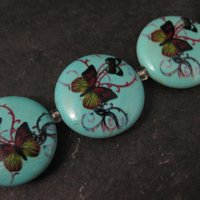 25mm Blue Butterfly Beads Ceramic Disk Saucer