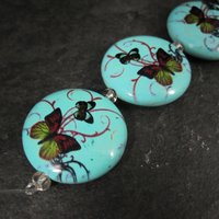 25mm Blue Butterfly Beads Ceramic Disk Saucer