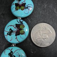 25mm Blue Butterfly Beads Ceramic Disk Saucer