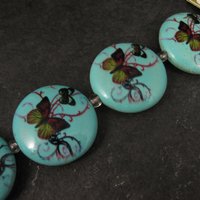 25mm Blue Butterfly Beads Ceramic Disk Saucer