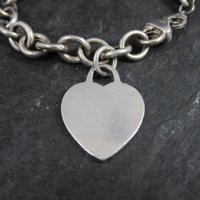 Italian Sterling Heart Charm Bracelet 7.5 Inches Vintage Silver 8mm