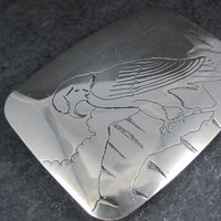 Vintage Eagle Belt Buckle 1980 Griff Southwestern Etched