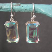 Aurora Borealis Art Glass Earrings Sterling Silver