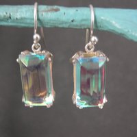 Aurora Borealis Art Glass Earrings Sterling Silver