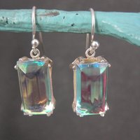 Aurora Borealis Art Glass Earrings Sterling Silver