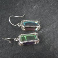 Aurora Borealis Art Glass Earrings Sterling Silver