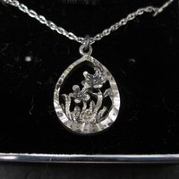 Estate Black Hills Silver Flower Pendant Necklace Langers
