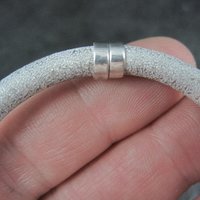 Textured Sterling Bangle Bracelet Italian Sterling Silver 7 Inches Estate Jewelry