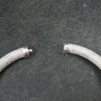 Textured Sterling Bangle Bracelet Italian Sterling Silver 7 Inches Estate Jewelry
