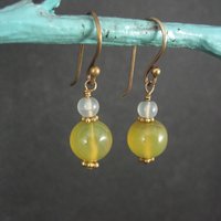 Yellow Quartz Dangle Earrings Gold Filled Earwires