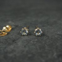 March Birthstone Stud Earrings 14K Gold Filled Vintage New Old Stock