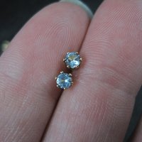 March Birthstone Stud Earrings 14K Gold Filled Vintage New Old Stock