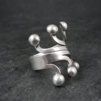 Unusual Vintage Sterling Modernist Ring Size 8
