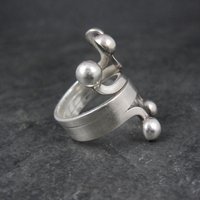 Unusual Vintage Sterling Modernist Ring Size 8