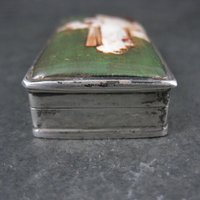Vintage English Sterling Enamel Pill Box Art Nouveau
