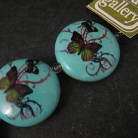 25mm Blue Butterfly Beads Ceramic Disk Saucer