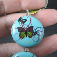 25mm Blue Butterfly Beads Ceramic Disk Saucer