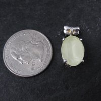 Yellow Prehnite Bow Pendant Sterling Silver Estate