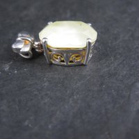 Yellow Prehnite Bow Pendant Sterling Silver Estate