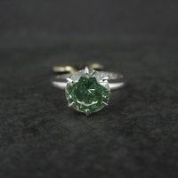 Vintage Sterling Yellow Green Spinel Solitaire Ring New Old Stock Multiple Sizes