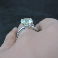 Vintage Sterling Yellow Green Spinel Solitaire Ring New Old Stock Multiple Sizes