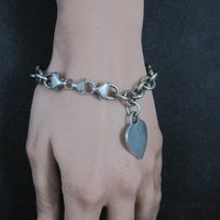 Italian Sterling Heart Charm Bracelet 7.5 Inches Vintage Silver 8mm