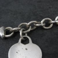 Italian Sterling Heart Charm Bracelet 7.5 Inches Vintage Silver 8mm